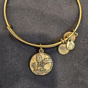 Alex And Ani | Gold Holly Charm Bangle Bracelet